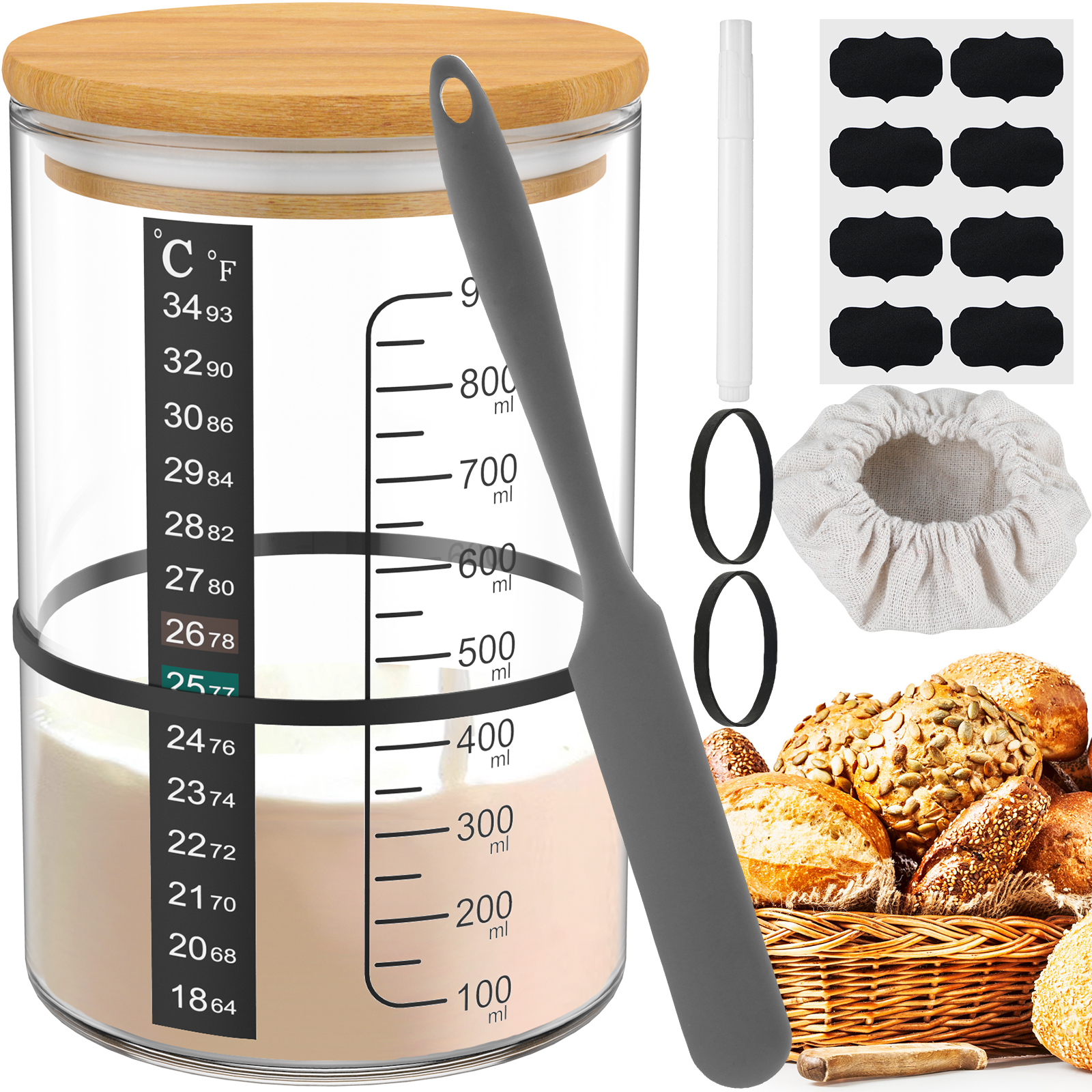 Fermentation Crock - Sourdough Starter Jar Kit Sourdough Starter