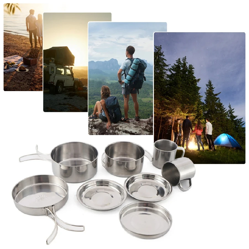 8pcs/Set Camping Cookware Mess - Paella Pan Steel recensie en prijs