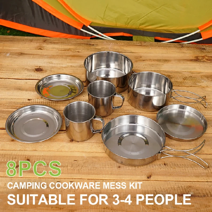 8pcs/Set Camping Cookware Mess - Paella Pan Steel recensie en prijs