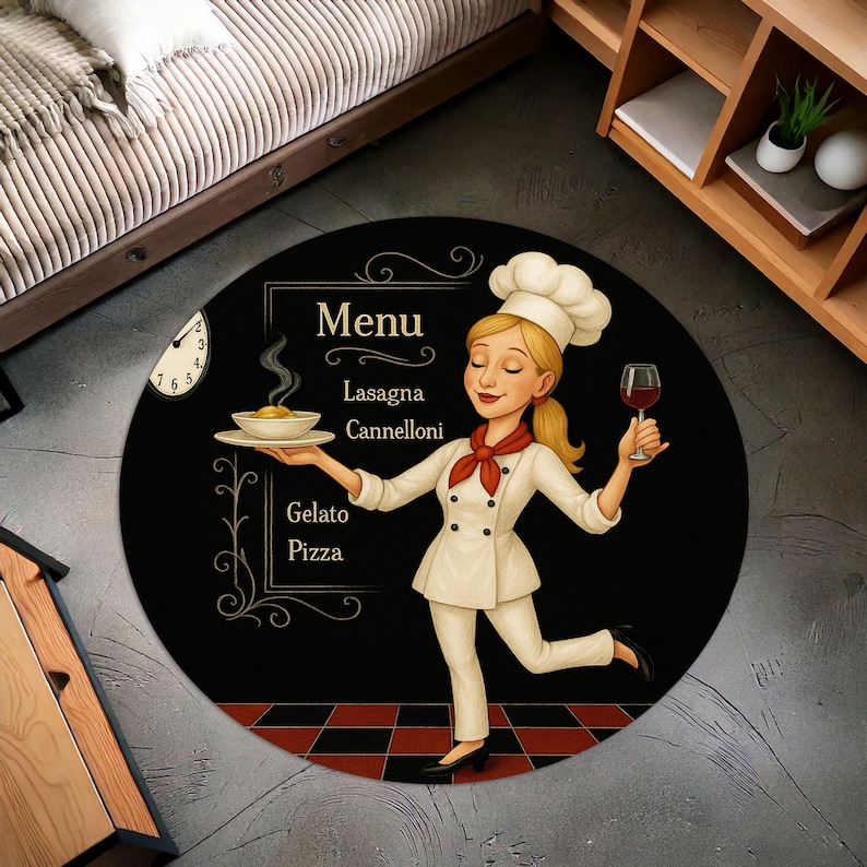Blonde Chef Round Kitchen Rug, - Home Cooking Menu recensie en prijs