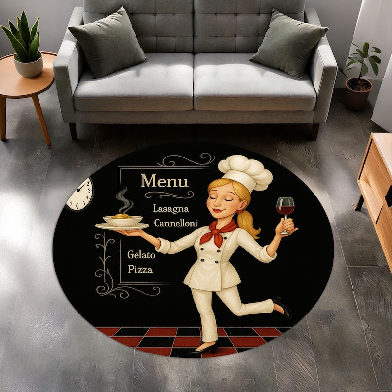 Blonde Chef Round Kitchen Rug, - Home Cooking Menu recensie en prijs