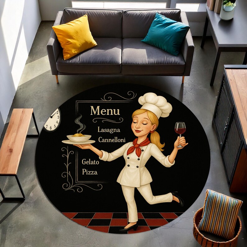Blonde Chef Round Kitchen Rug, - Home Cooking Menu recensie en prijs