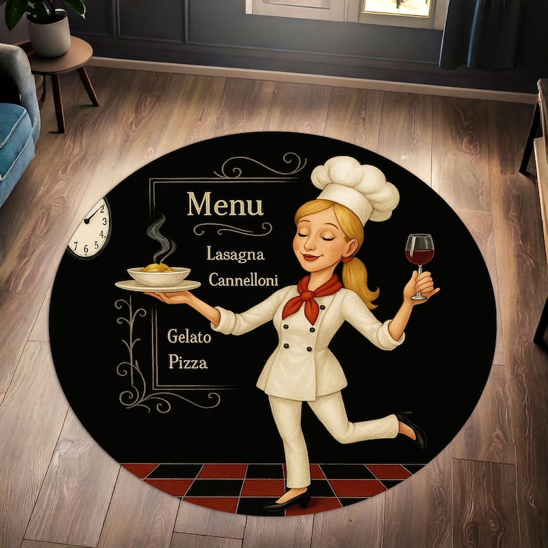 Blonde Chef Round Kitchen Rug, - Home Cooking Menu recensie en prijs