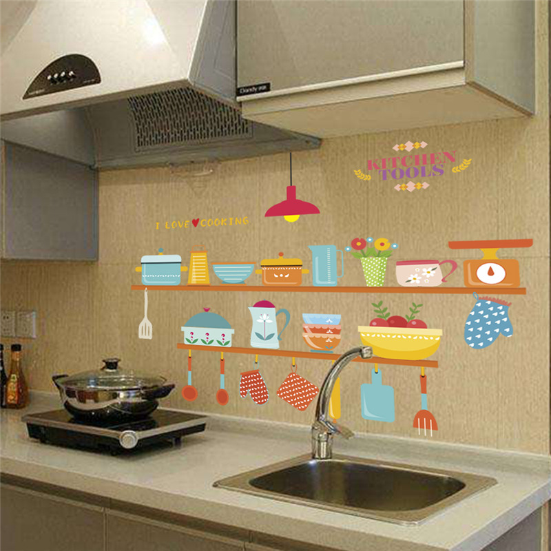 Kitchen Tools Pattern Wall Sti - Home Cooking Quotes recensie en prijs