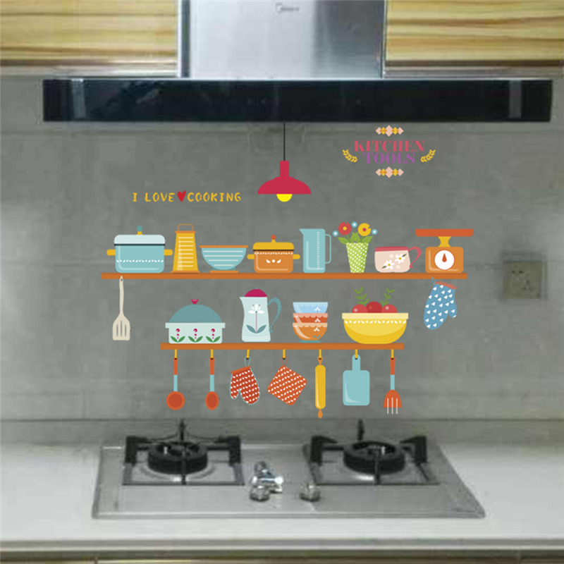 Kitchen Tools Pattern Wall Sti - Home Cooking Quotes recensie en prijs