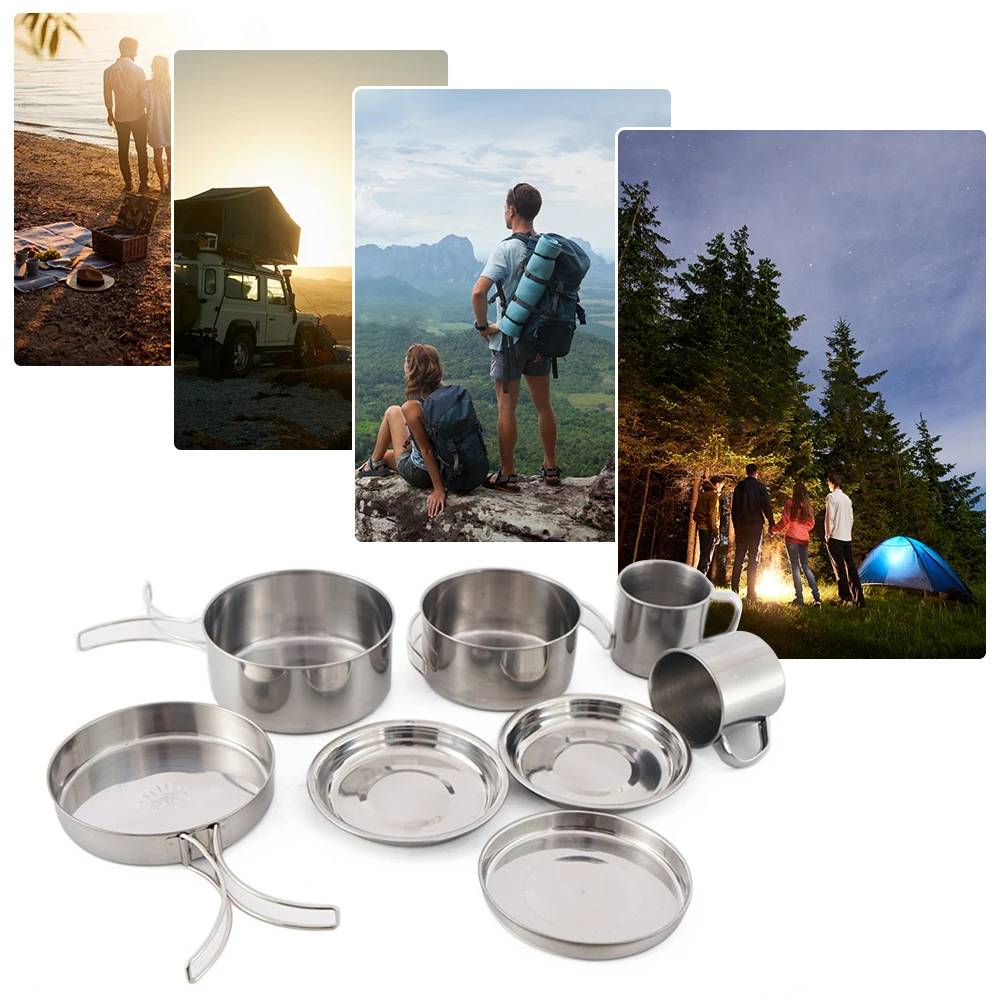 8pcs/Set Camping Cookware Mess - Paella Pan Steel recensie en prijs