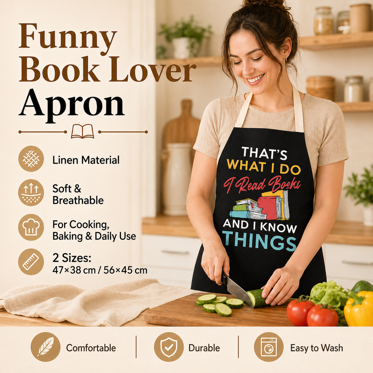 Book Lover Funny Quote Linen A - Home Cooking Quotes recensie en prijs