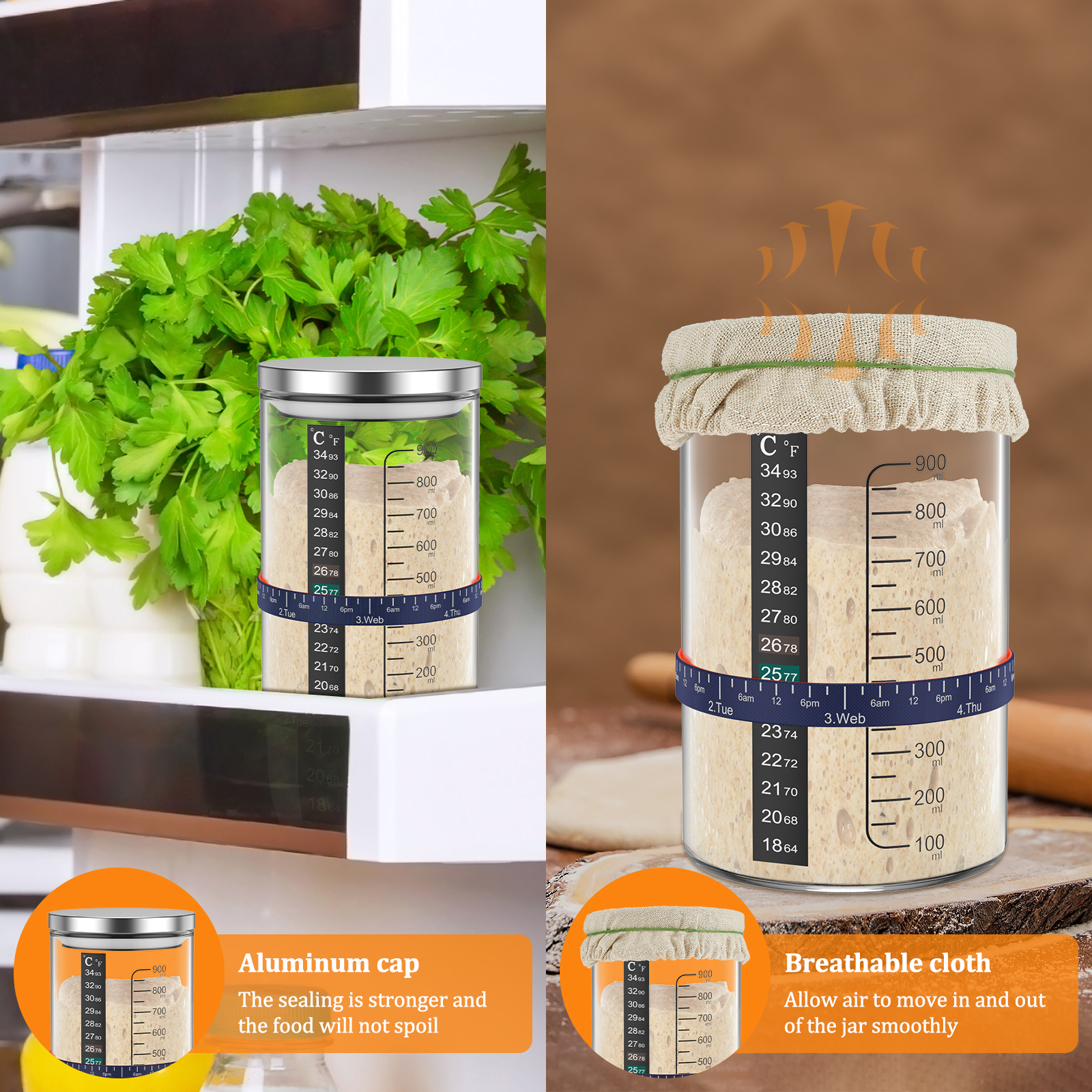 Sourdough Starter Jar Kit 900m - Fermentation Crock recensie en prijs